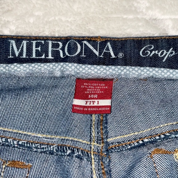 ✨3/$20✨ Merona Wide Leg Cropped Cuffed Jeans Size 14R - Picture 3 of 5